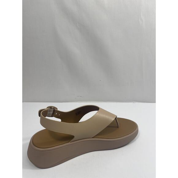 FitFlop F-Mode Shoes Womens Size 10 Beige Leather Flatform Thong Sandals New Box - Picture 3 of 14